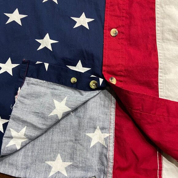 Cotton Traders Sport Vintage 90s USA American Flag Button Down Shirt Men's Large - Picture 4 of 8